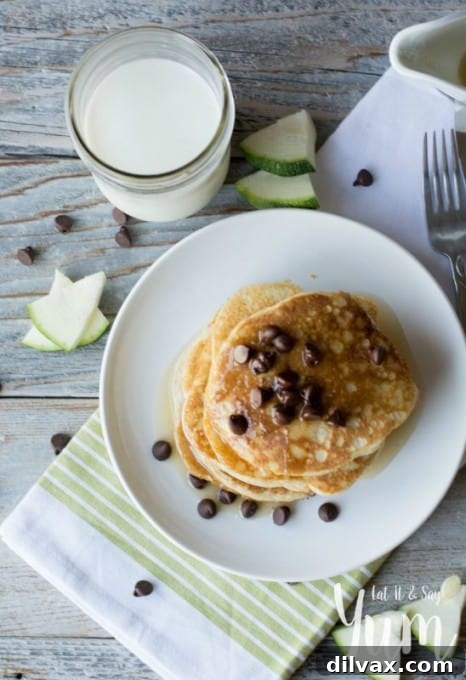 Golden Zucchini Fritters 2 Zucchini Pancakes recipe- with chocolate chips and syrup