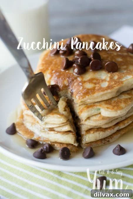 Golden Zucchini Fritters 3 Zucchini Pancakes for breakfast- with chocolate chips