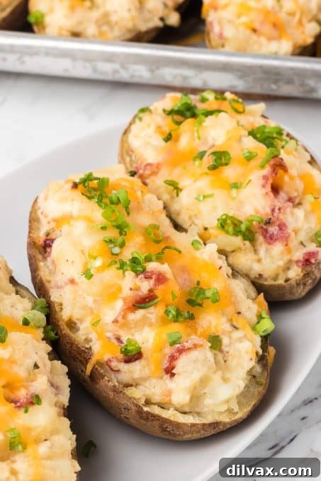 Decadent Potato Boats 3 Twice Baked Potatoes