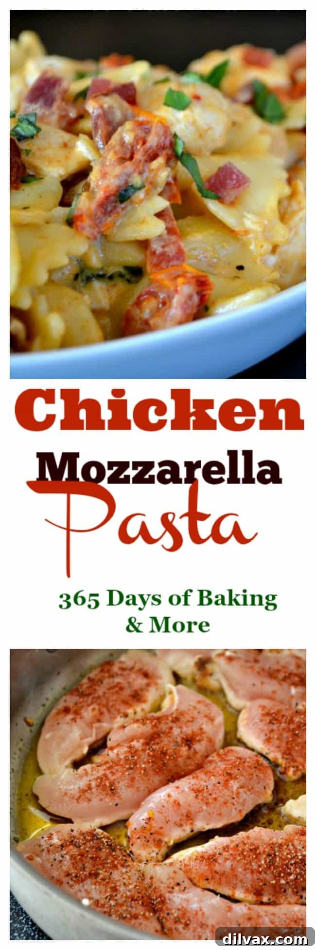 Melted Mozzarella Chicken Pasta 13 Full plate of creamy Chicken Mozzarella Pasta, ready to be enjoyed.