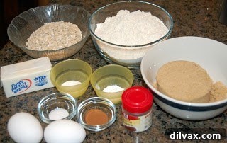 Day 28: Flu-Fighting Cookies 2 Common cookie ingredients: flour, oats, brown sugar, butter, baking powder, baking soda, cloves, salt, cinnamon, eggs.