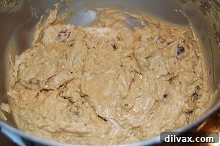 Day 28: Flu-Fighting Cookies 12 Oats, cranberries, walnuts, and raisins partially mixed into the dough.