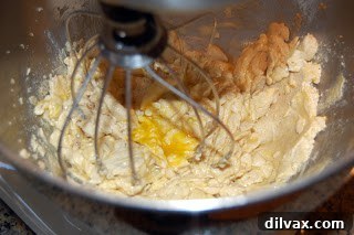Day 28: Flu-Fighting Cookies 9 A second egg being added to the butter and brown sugar mixture.