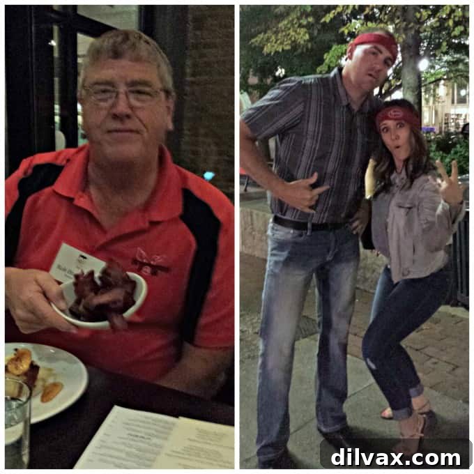 Crafting Porks Future A National Board Expedition 8 Collage of bloggers and Brenneman family members at the Pullman Diner, celebrating the start of the tour.