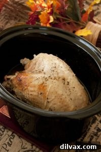 25 Irresistible Thanksgiving Creations 3 Tender slow cooker turkey breast, perfect for Thanksgiving, garnished and ready to serve.