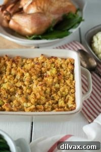 25 Irresistible Thanksgiving Creations 6 Hearty cornbread sage and onion stuffing, a classic Thanksgiving side dish with rich, savory flavors.