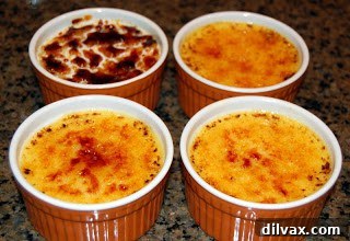 The art of caramelizing Crème Brûlée with a kitchen torch Torched Crème Brûlée examples, illustrating both successful and overly sugared crusts