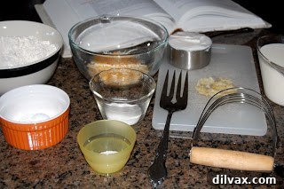 Combining dry ingredients for baking powder biscuits