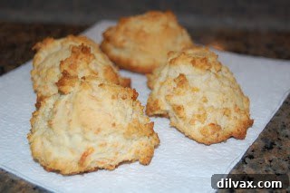 Close-up of fluffy baked biscuits, ready to serve