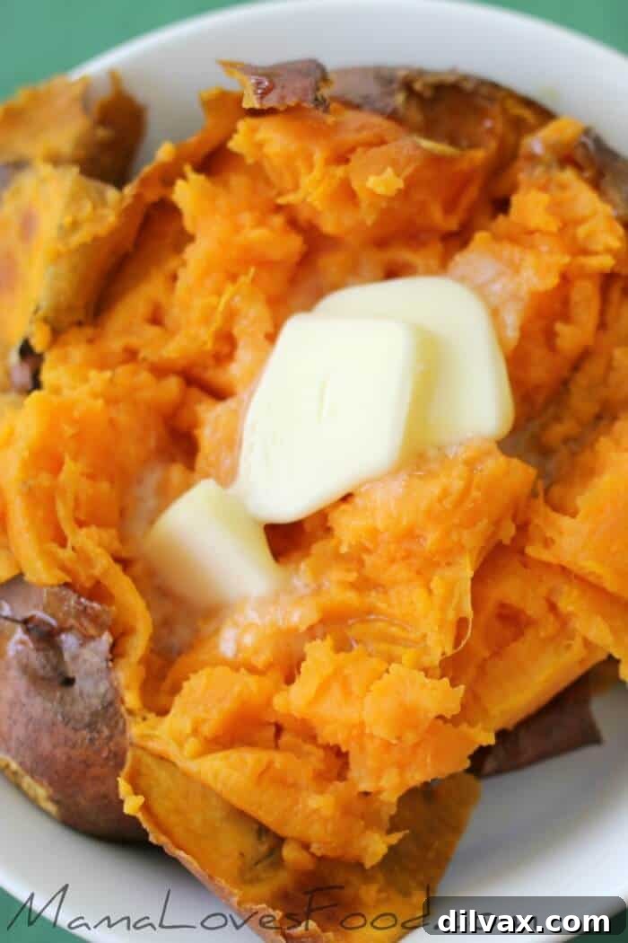 A comprehensive guide to baking the perfect sweet potato every time, resulting in tender, flavorful spuds.