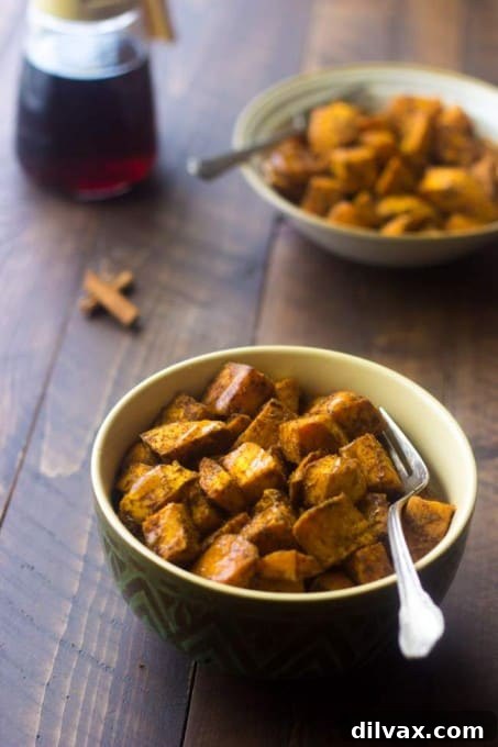 Sweet potatoes roasted with warm curry spices and a touch of maple, creating a unique sweet and savory flavor.