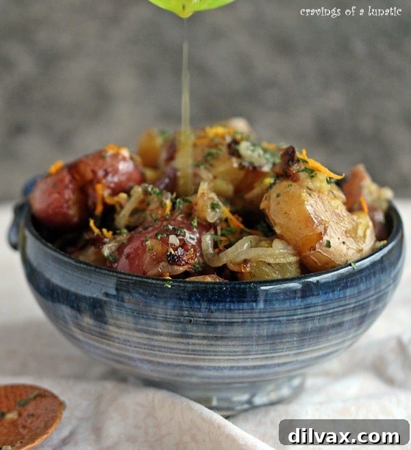 Fried Smashed Potatoes with Meyer Lemon dressing by Cravings of a Lunatic.