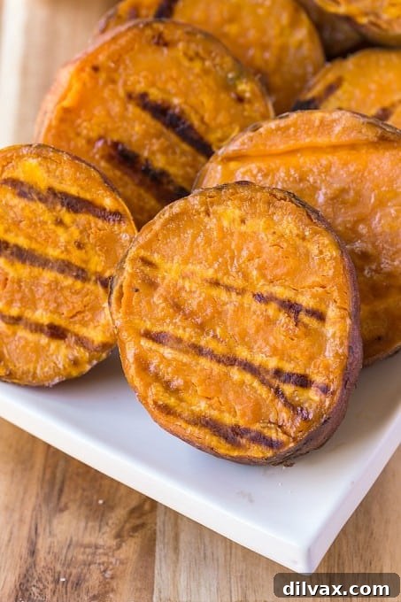 Sweet potato slices grilled to perfection and seasoned with kettle corn flavors for a unique sweet and salty taste.