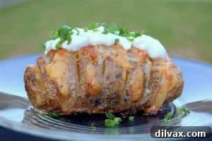 Thinly sliced Hasselback potatoes baked with creamy scalloped potato flavors and a cheesy topping.