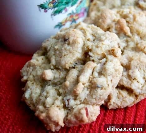 Pecan Oatmeal White Chocolate Chip Cookies, a modern twist on the classic oatmeal cookie.
