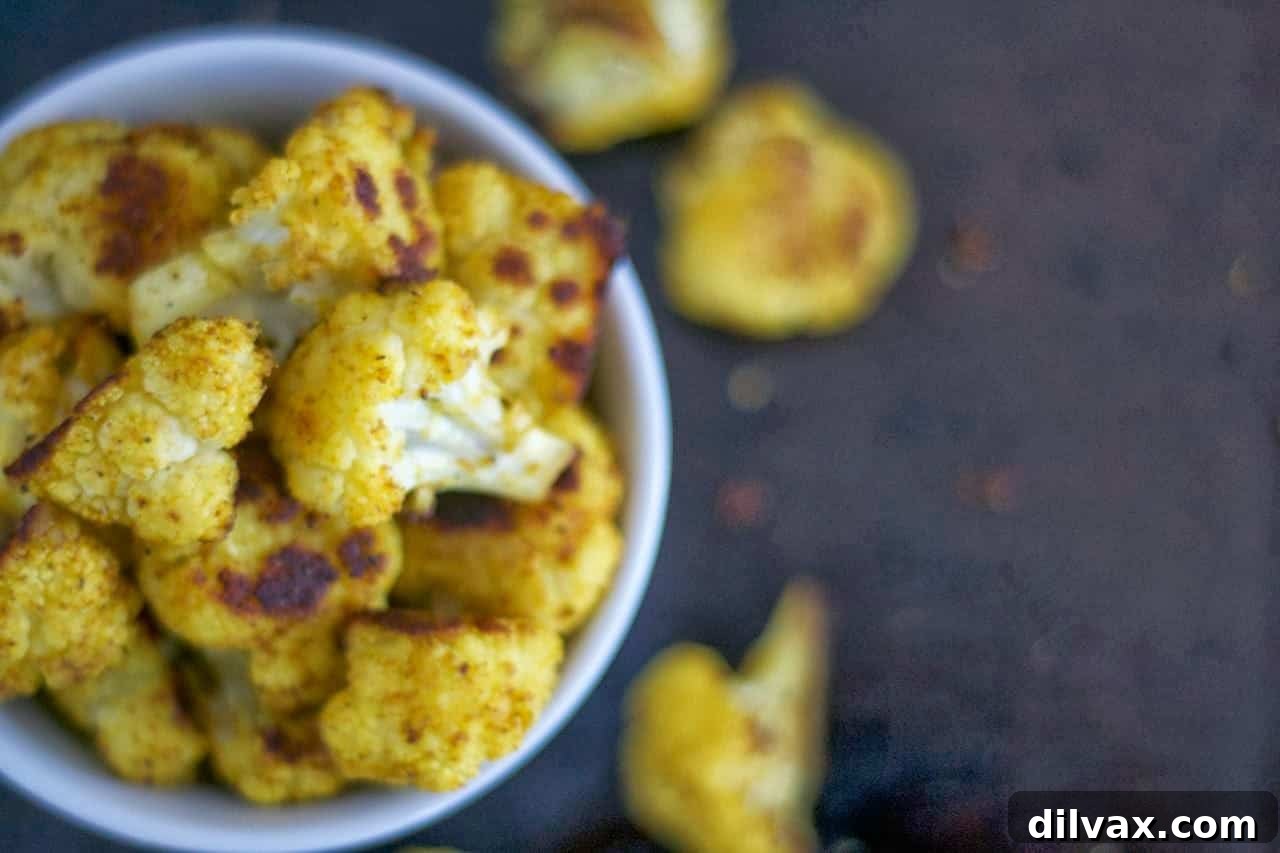 Cajun Curry Roasted Cauliflower 12 Another beautiful shot of the roasted cauliflower.