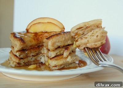 Cinnamon Peach Pancakes - pancakes filled with cinnamon and diced peaches for a delicious breakfast treat!