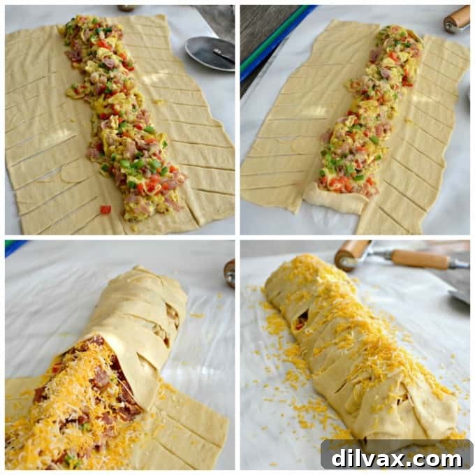 A delicious treat for breakfast and a new take on a Denver Omelet, this braid is full of flavor and is really very easy to make.