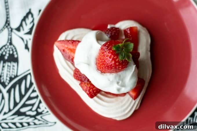 Heart Meringues with Berries and Cream - so light and refreshing, perfect dessert for Valentine's Day.