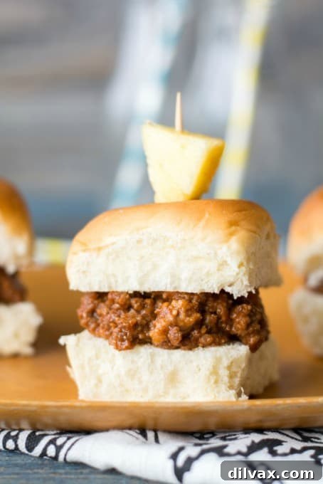 Luau Sloppy Sliders 5 Aloha Sloppy Sliders- perfect appetizer for game day or an easy dinner with kiddos