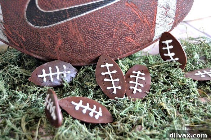 Cute chocolate footballs made with chocolate, fun to serve for Game Day parties.