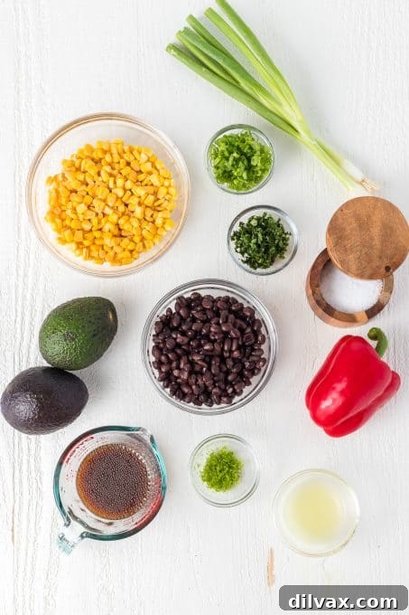 Green Gold Salsa 4 Colorful ingredients for Avocado Salsa laid out on a cutting board
