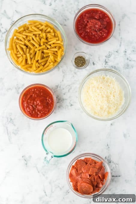 Ingredients for Pepperoni Pizza Pasta
