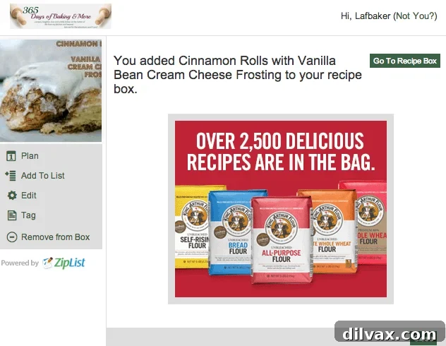 Stream Stitch 5 ZipList Recipe Box interface