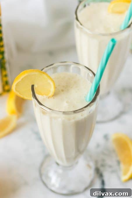 Perfect Frosted Lemonade Dupe: 3 Ingredients, Zero Added Sugar 9 A frosty glass of the Chick-fil-A copycat frosted lemonade, showcasing its delightful texture.