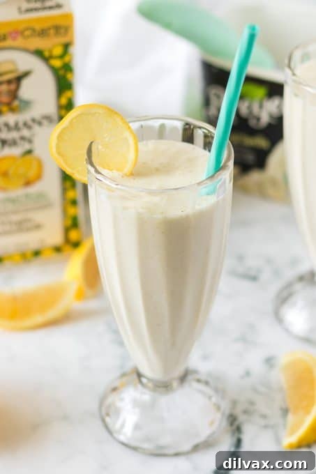 Perfect Frosted Lemonade Dupe: 3 Ingredients, Zero Added Sugar 10 An overhead shot of the BEST Copycat Frosted Lemonade, perfectly blended and ready to drink.