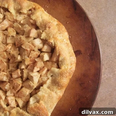 A rustic Apple Ginger Galette, with tender spiced apples and a hint of ginger baked in a golden pastry.