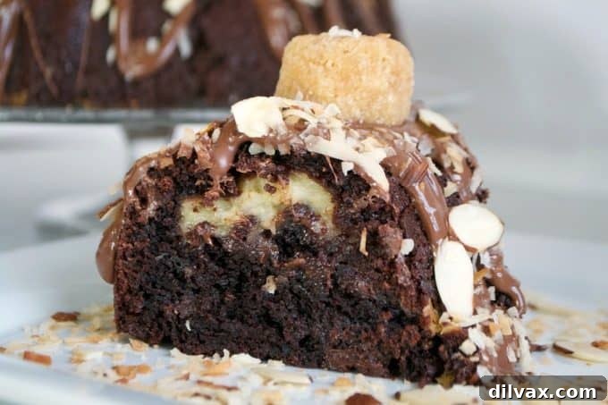 This Double Chocolate Coconut Cream Filled Bundt Cake is a moist and rich chocolatey bundt filled with a delicious coconut cream. It's all made from scratch using ingredients to support Fair Trade.