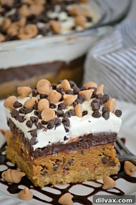 Decadent Peanut Butter Chocolate Cupcakes 11 Peanut Butter Cookie Dough Dream Bars topped with mini chocolate and peanut butter chips for a fabulous no bake dessert to wow family and friends!