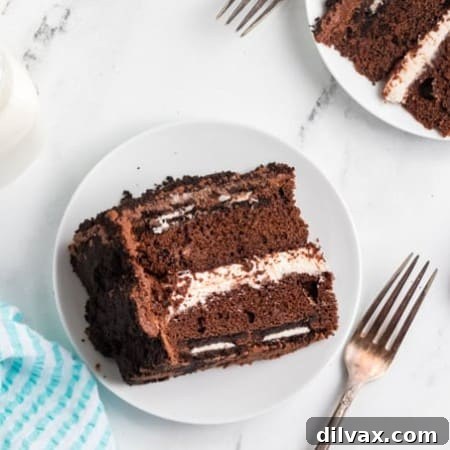 Slice of cake with Oreos