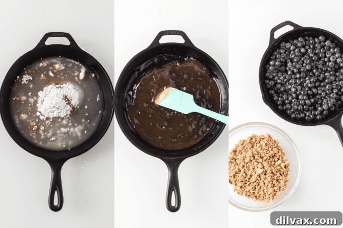 Golden Skillet Blueberry Crisp 5 Skillet Blueberry Crisp Process Photos