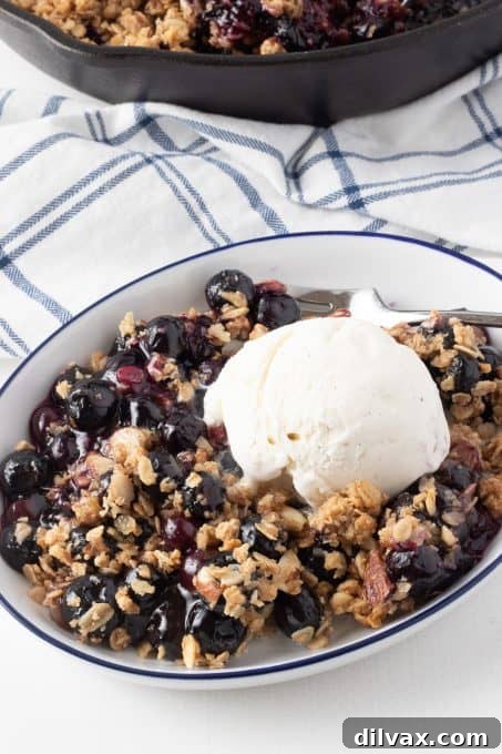 Golden Skillet Blueberry Crisp 8 Blueberry Crisp with vanilla ice cream