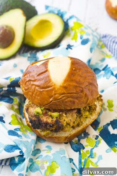 Healthy and flavorful avocado turkey burgers.