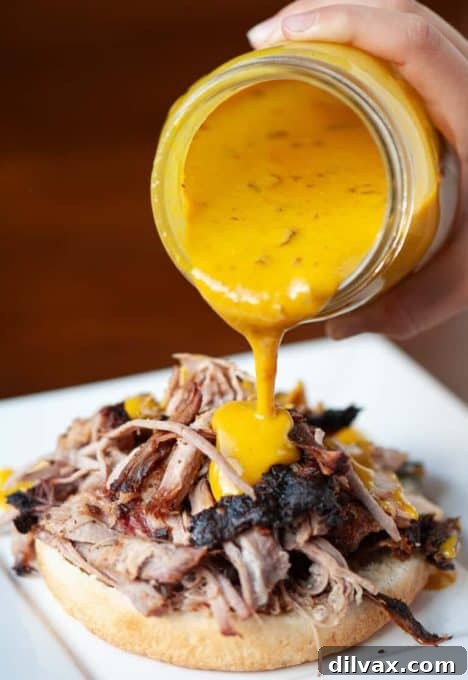 A vibrant Carolina Mustard Barbecue Sauce, perfect for grilling.