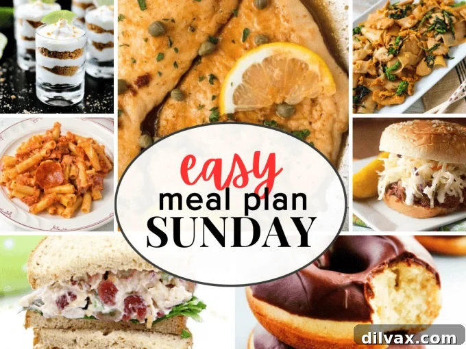 Easy Meal Plan Sunday {Week 59} - Weekly meal plan featuring six dinners, two desserts, and one breakfast recipe to simplify your week.