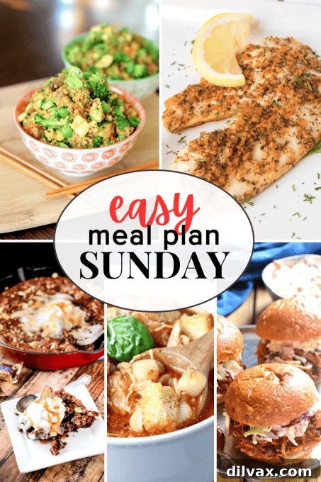 Easy Meal Plan Sunday Week 64 3 Meal Plan overview for Easy Meal Plan Sunday Week 64, featuring a collage of all the week's recipes.