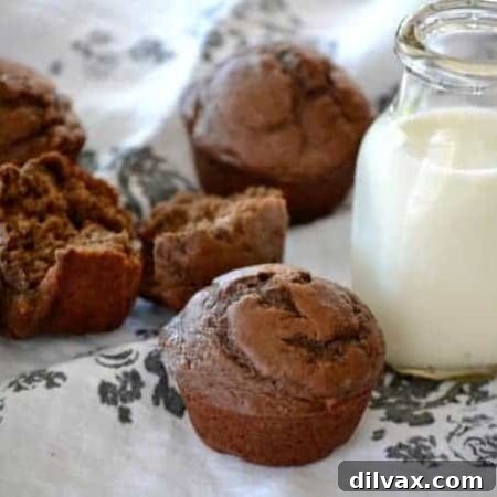 Delicious Chocolate Banana Muffins ready to eat.