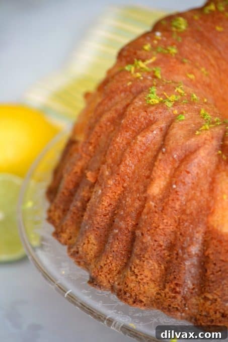 Mama’s 7UP Pound Cake - an incredible lemon-lime Bundt cake, renowned for its soft inside and crunchy glazed crust, sure to impress your guests. A highlight recipe from Jocelyn Delk Adams' Grandbaby Cakes cookbook.