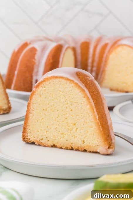 A beautifully baked 7UP Pound Cake, ready to be glazed.