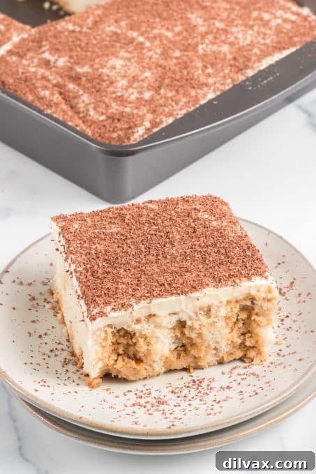 White cake flavored with coffee syrup, ready for frosting