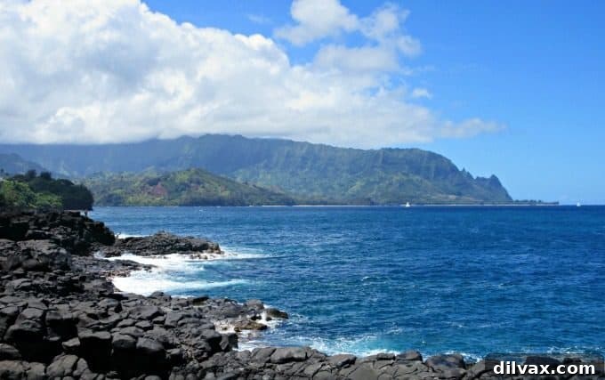 Kauai: Where to Stay and What to Do. View at Queen's Bath, Princeville, Kauai, HI