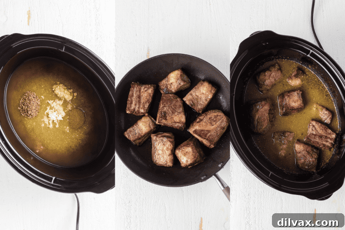 Process photos for Slow Cooker Beef Chile Verde.