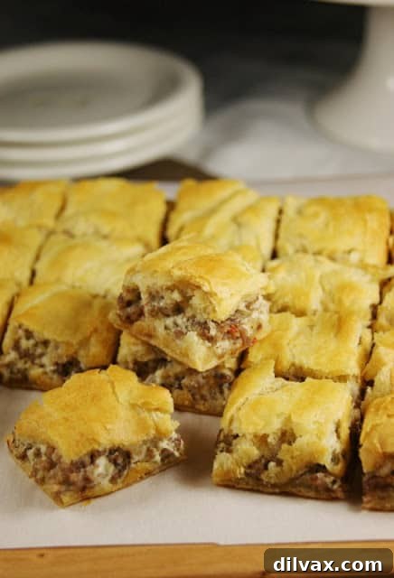 Touchdown Treats 25 Quick and easy 3-ingredient crescent sausage bites, a simple yet satisfying appetizer.