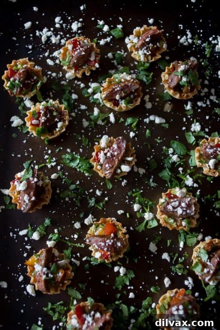 Touchdown Treats 26 Savory steak fajita phyllo bites, bringing the flavors of fajitas into a convenient party snack.