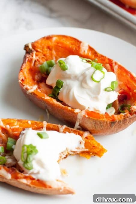 Touchdown Treats 17 Savory loaded sweet potato skins, a comforting and flavorful appetizer.