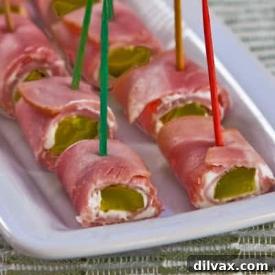 Touchdown Treats 39 Simple and savory ham and dill pickle appetizer bites, a retro classic that's always a hit.